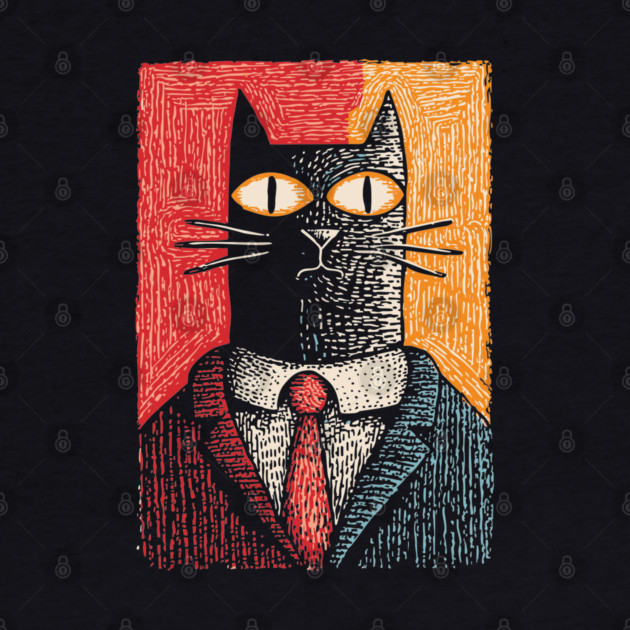 Sophisticated Dapper Cat in a Suit Illustration by TuncGK