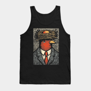 Modern Surrealist Illustration of a Bird Man Tank Top