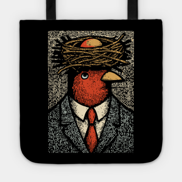 Modern Surrealist Illustration of a Bird Man Tote by TuncGK