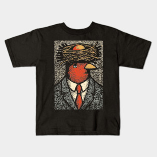Modern Surrealist Illustration of a Bird Man Kids T-Shirt
