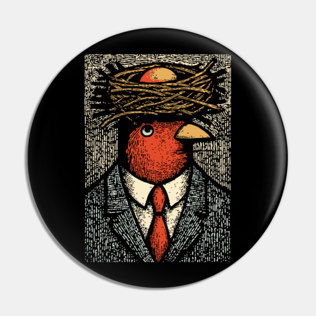 Modern Surrealist Illustration of a Bird Man Pin by TuncGK