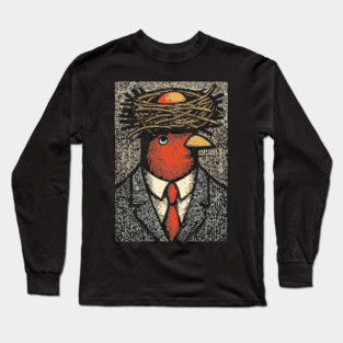 Modern Surrealist Illustration of a Bird Man Long Sleeve T-Shirt