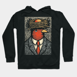 Modern Surrealist Illustration of a Bird Man Hoodie