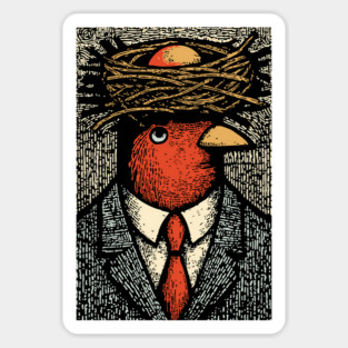 Modern Surrealist Illustration of a Bird Man Sticker