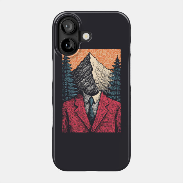 Surreal Mountain Head Man in Nature Illustration Phone Case by TuncGK
