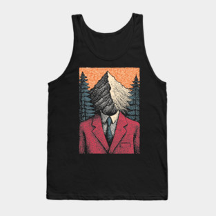 Surreal Mountain Head Man in Nature Illustration Tank Top
