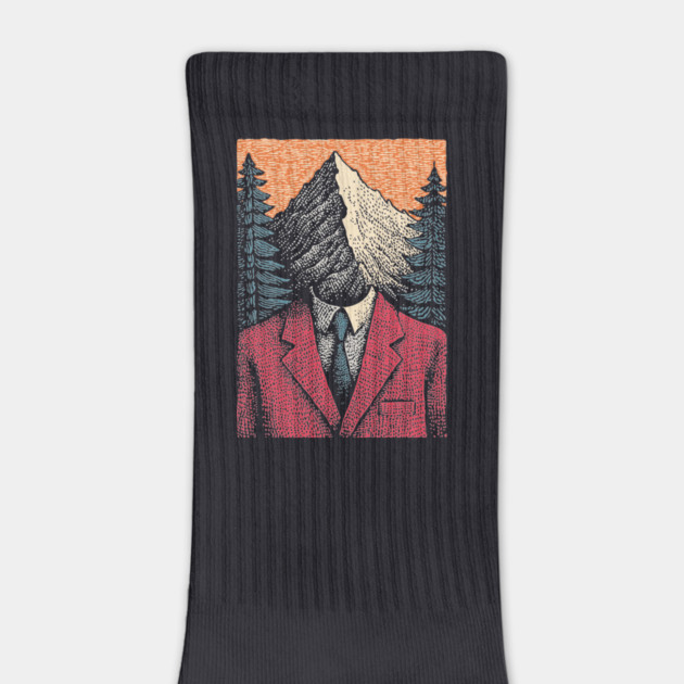 Surreal Mountain Head Man in Nature Illustration by TuncGK