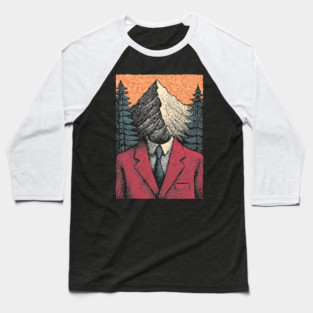 Surreal Mountain Head Man in Nature Illustration Baseball T-Shirt