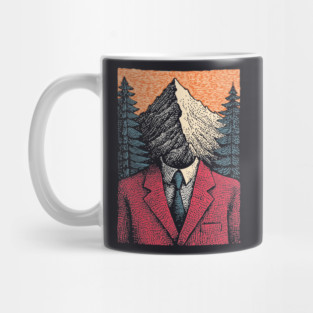 Surreal Mountain Head Man in Nature Illustration Mug