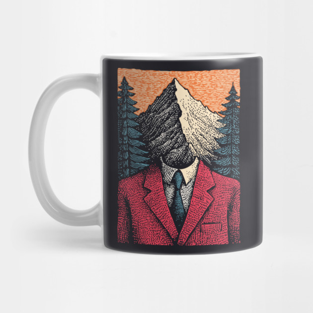 Surreal Mountain Head Man in Nature Illustration by TuncGK