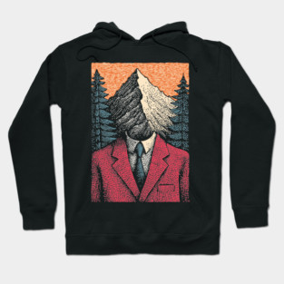 Surreal Mountain Head Man in Nature Illustration Hoodie