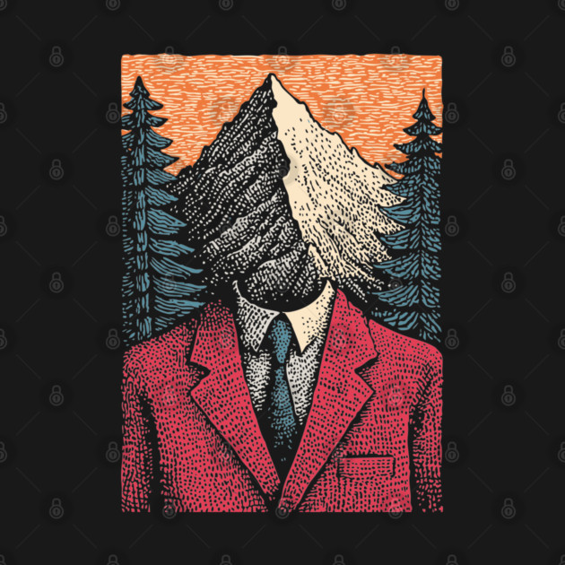 Surreal Mountain Head Man in Nature Illustration by TuncGK