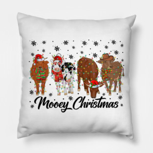 Mooey Christmas Highland Cow Christmas Tree Lights Xmas PJS Pillow