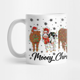 Mooey Christmas Highland Cow Christmas Tree Lights Xmas PJS Mug