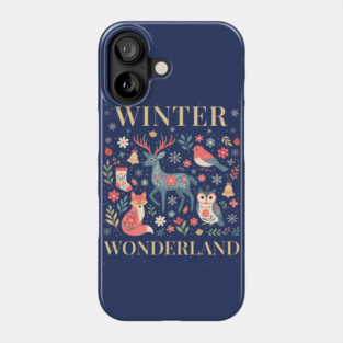 Winter Wonderland – Scandinavian Folk Art Reindeer Fox Owl Robin Christmas Phone Case
