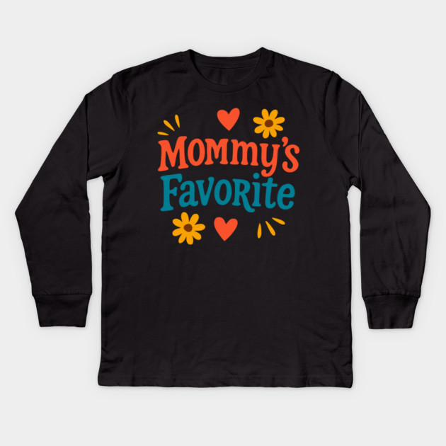 Mommy’s Favorite Retro Text Design – Cute Mother’s Day Gift Art Kids Long Sleeve T-Shirt by DonWillisJrArt