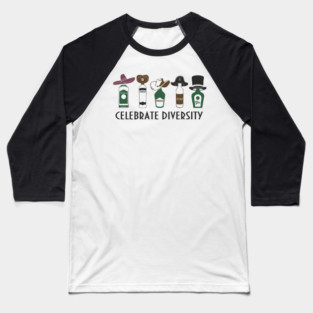 Celebrate Diversity Boozy Edition Alcohol Lover Baseball T-Shirt