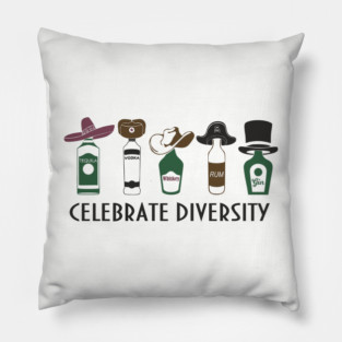 Celebrate Diversity Boozy Edition Alcohol Lover Pillow