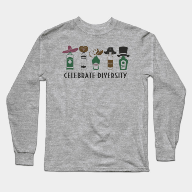 Celebrate Diversity Boozy Edition Alcohol Lover Long Sleeve T-Shirt by Anticorporati