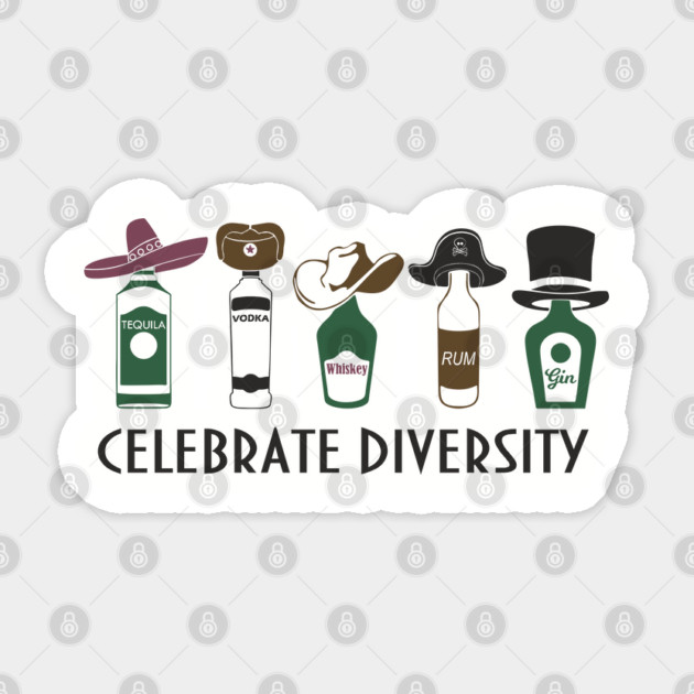 Celebrate Diversity Boozy Edition Alcohol Lover Sticker by Anticorporati