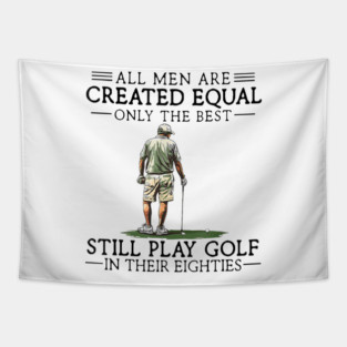 Best Men Play Golf Eighties Funny Golfer Golfing Tapestry