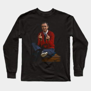 Mr. Rogers MIddle Finger RETRO 90S Long Sleeve T-Shirt