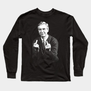 MIddle Finger  Mr. Rogers RETRO wgite Long Sleeve T-Shirt