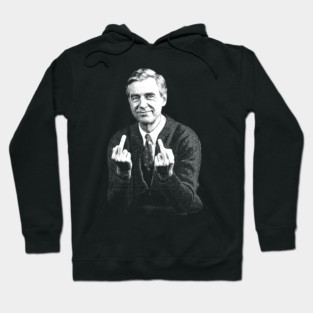 MIddle Finger  Mr. Rogers RETRO wgite Hoodie