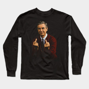 MIddle Finger  Mr. Rogers RETRO 90S Long Sleeve T-Shirt