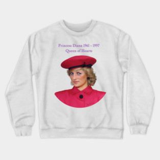 British Royalty Princess Diana Queen Of Hearts Portrait Crewneck Sweatshirt