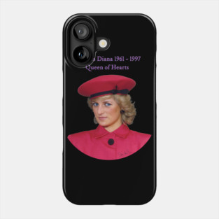 British Royalty Princess Diana Queen Of Hearts Portrait Phone Case