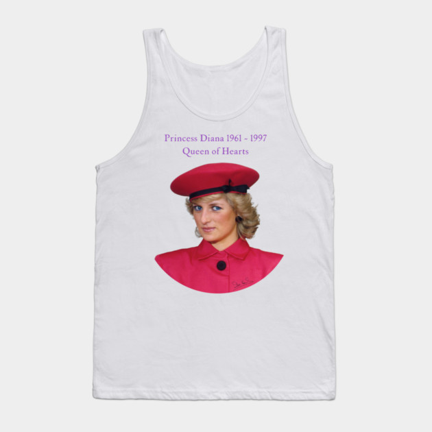 British Royalty Princess Diana Queen Of Hearts Portrait Tank Top by Art2Wear
