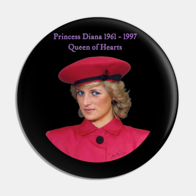 British Royalty Princess Diana Queen Of Hearts Portrait Pin by Art2Wear