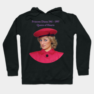 British Royalty Princess Diana Queen Of Hearts Portrait Hoodie
