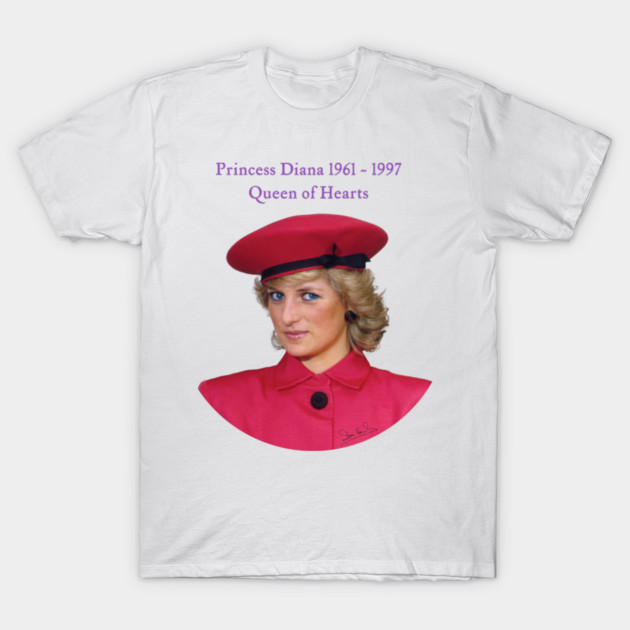 British Royalty Princess Diana Queen Of Hearts Portrait T-Shirt by Art2Wear