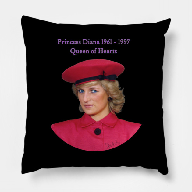 British Royalty Princess Diana Queen Of Hearts Portrait Pillow by Art2Wear