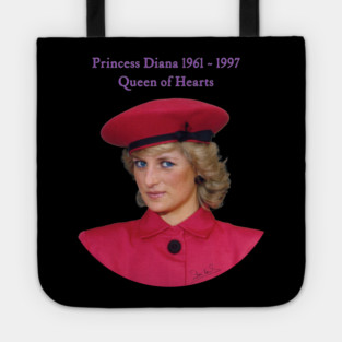 British Royalty Princess Diana Queen Of Hearts Portrait Tote