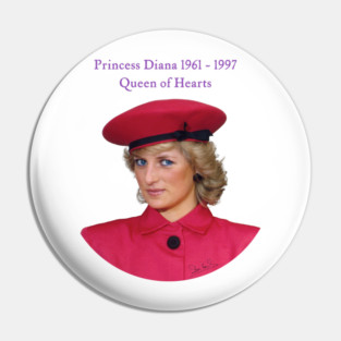 British Royalty Princess Diana Queen Of Hearts Portrait Pin