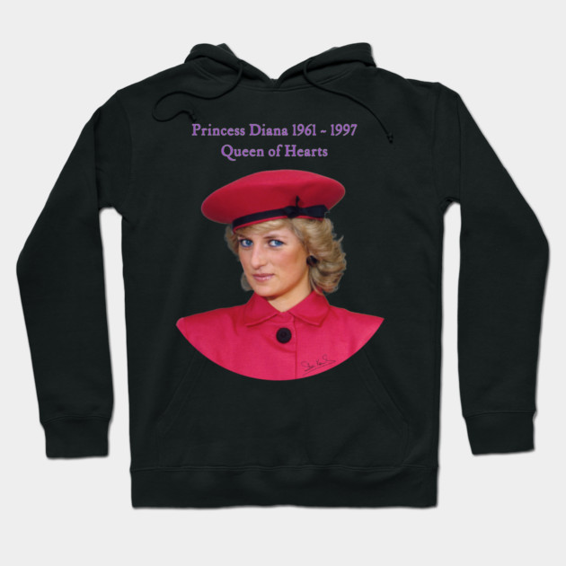 British Royalty Princess Diana Queen Of Hearts Portrait Hoodie by Art2Wear