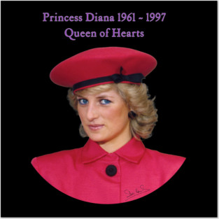 British Royalty Princess Diana Queen Of Hearts Portrait Posters and Art