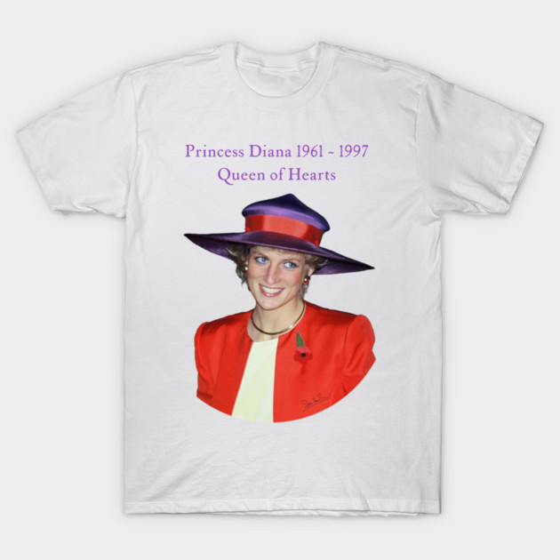 Princess Diana Queen of Hearts Portrait Hong Kong T-Shirt by Art2Wear