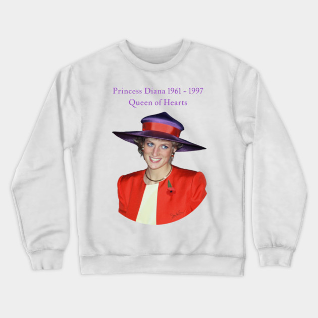Princess Diana Queen of Hearts Portrait Hong Kong Crewneck Sweatshirt by Art2Wear