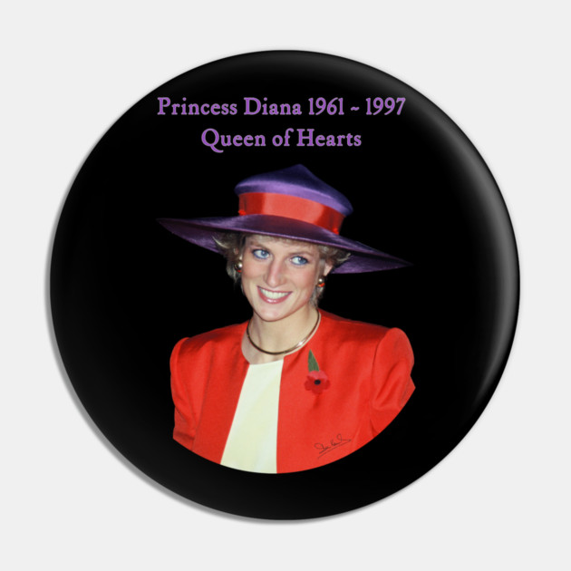 Princess Diana Queen of Hearts Portrait Hong Kong Pin by Art2Wear
