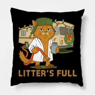 Litter's Full Christmas Vacation Cat, Litters Full Cat, National Lampoon's Christmas Vacation Shitter's Full, Christmas Cat Pillow