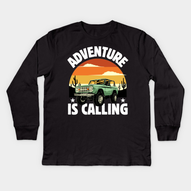 Adventure is Calling wanderlust Kids Long Sleeve T-Shirt by Megadorim