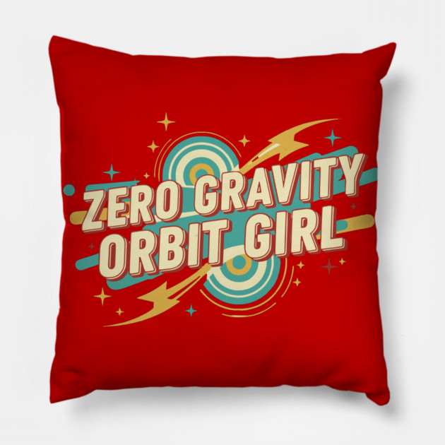 Zero Gravity – Retro Sci-Fi Typography Design | 1950s Pulp Style Pillow by Vintage Retro Prints by RDR Design