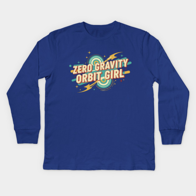 Zero Gravity – Retro Sci-Fi Typography Design | 1950s Pulp Style Kids Long Sleeve T-Shirt by Vintage Retro Prints by RDR Design