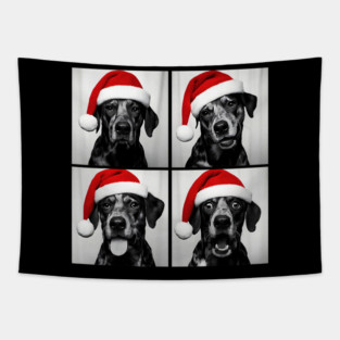 Funny Christmas Catahoula Leopard Dog Santa Photo Booth Tapestry