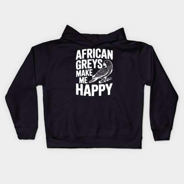African Greys Make Me Happy Kids Hoodie by Frank Ring