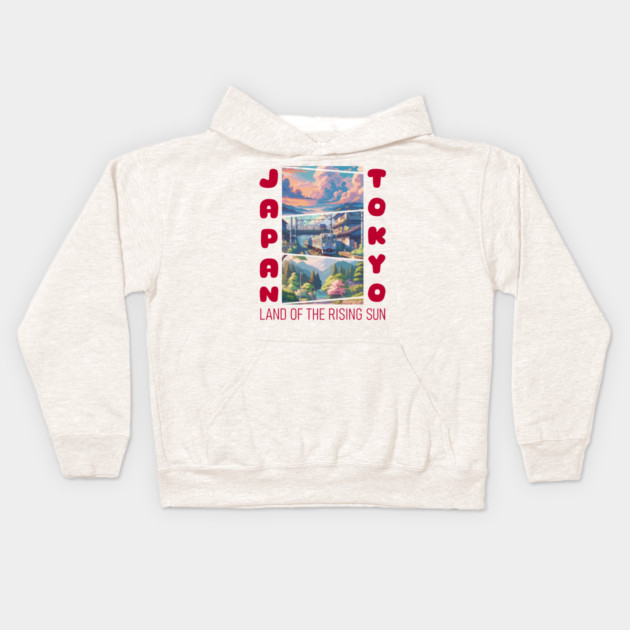 Japan Land Of The Rising Sun Kids Hoodie by Megadorim